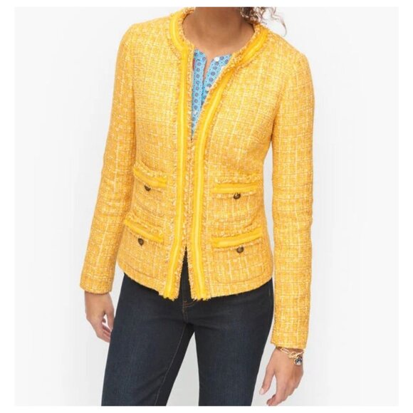 Talbots Jackets & Blazers - Talbots Women's Yellow Tweed Blazer Jacket, Size 12P, Business Office Wedding